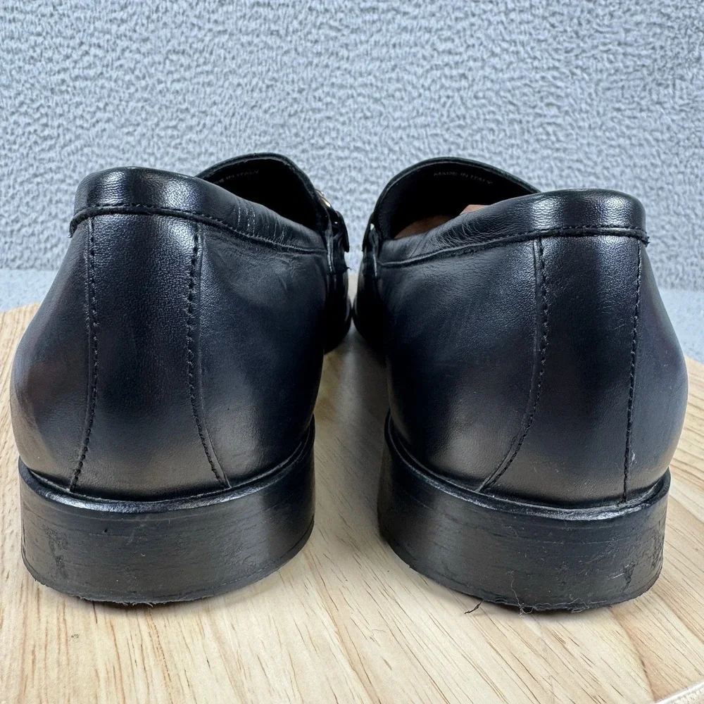 Massimo Matteo Shoes Mens Size 12 M Black Leather Horsebit Loafer‎ Italy Preppy